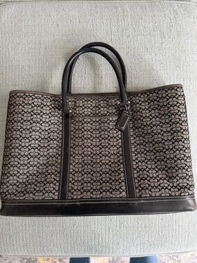 Coach Brown and Black Monogram briefcase